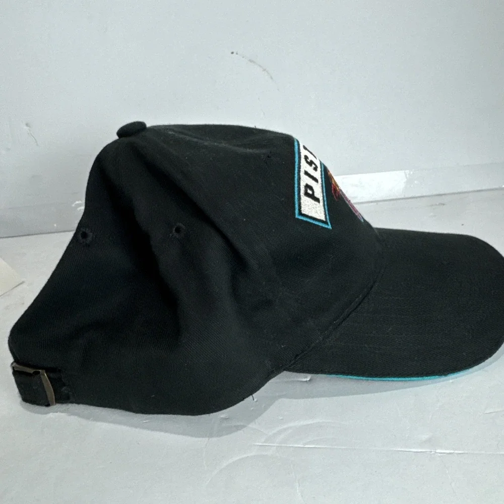 NWT‎ Vintage NBA Detroit Pistons Horse Teal Strapback Hat Annco Ball Cap Black